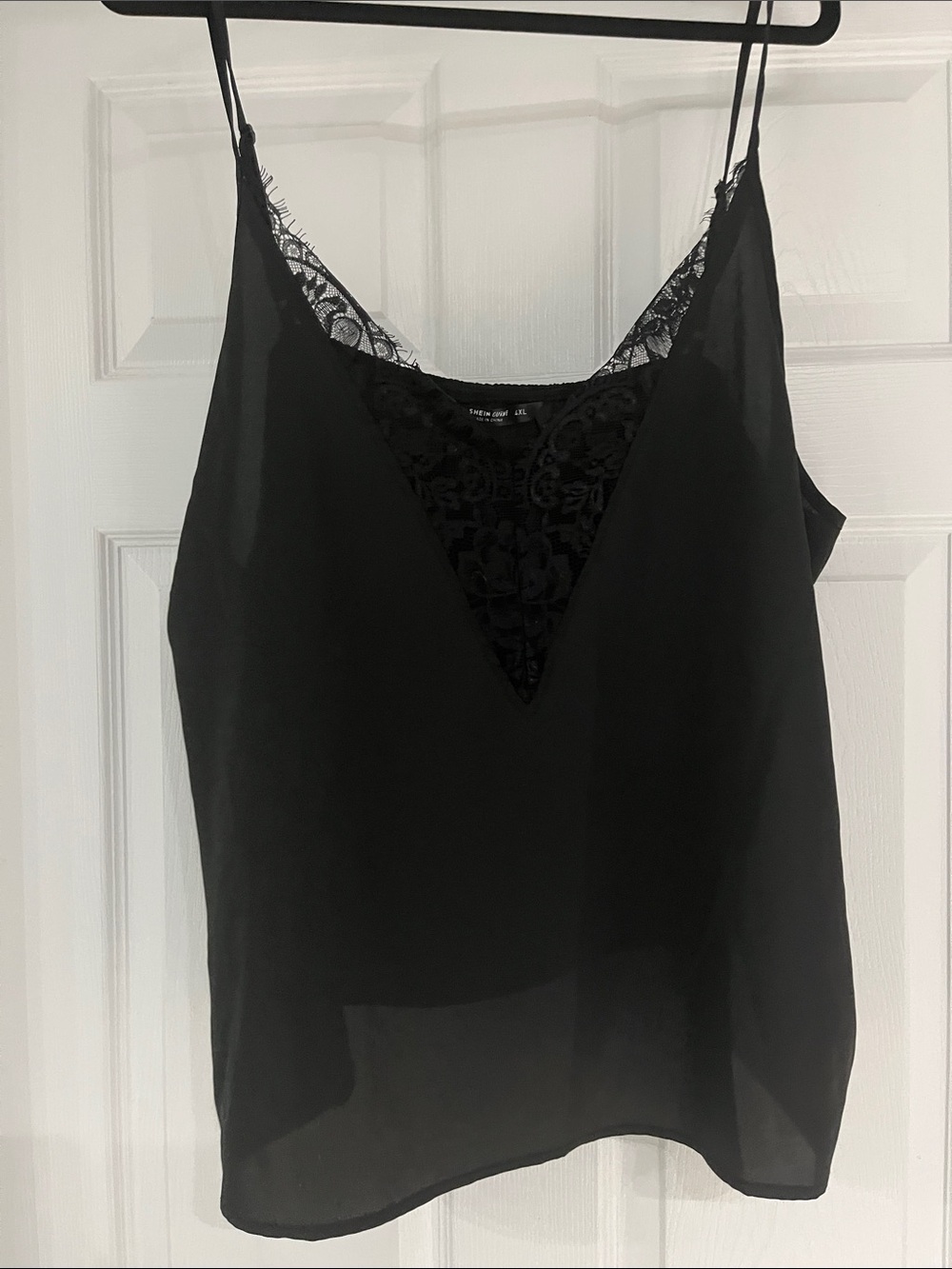 3/$15 SHEIN Black Lace-Trim Cami Tank Top - Women